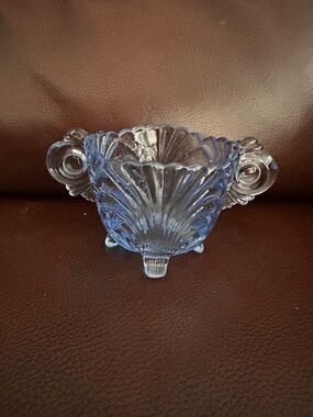 Vintage Cambridge Caprice Moonlight Blue Mini Open Sugar Bowl Ice Blue Glass EUC